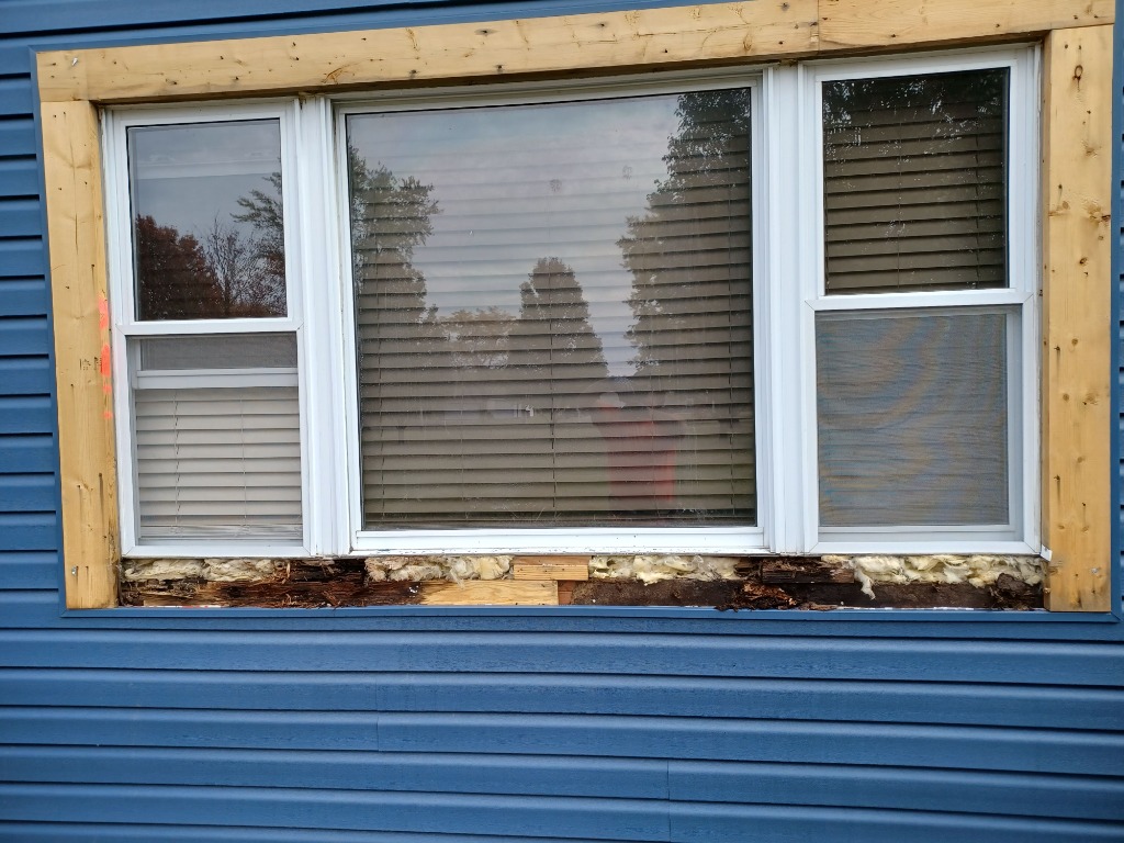 Window frame repair in progress