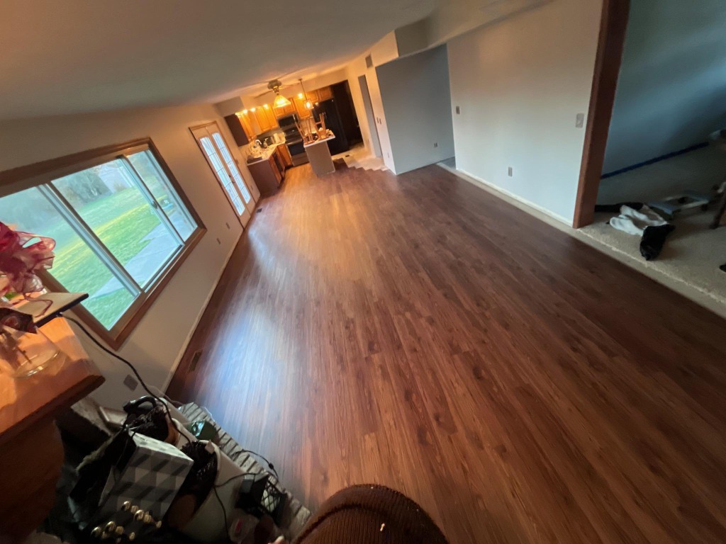 Flooring installation in progress